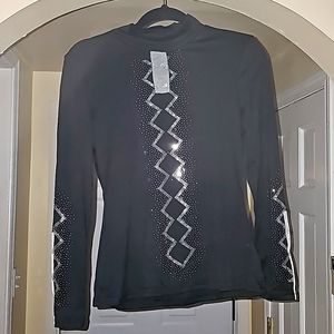 Black Rhinestone Designer Top by Denater Size S